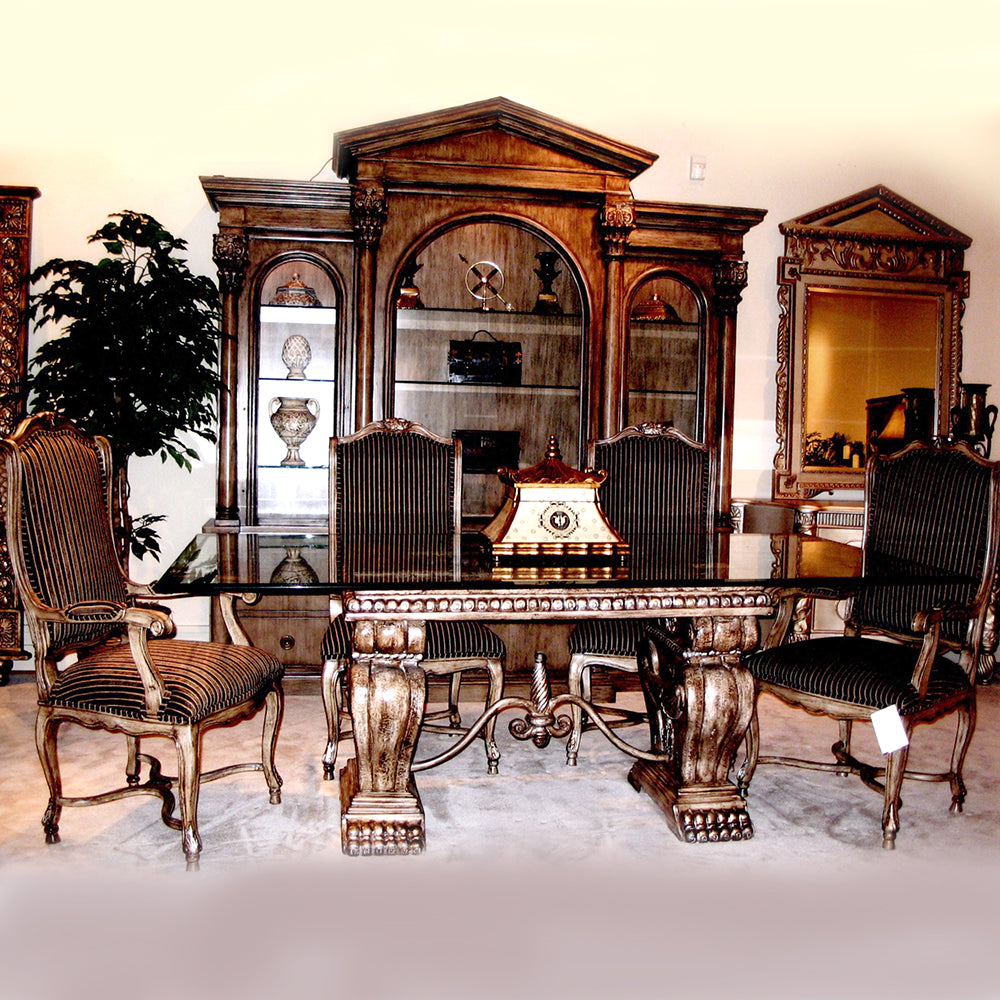 Bellagio 7 Piece Dining Chairs with Glass Top Table