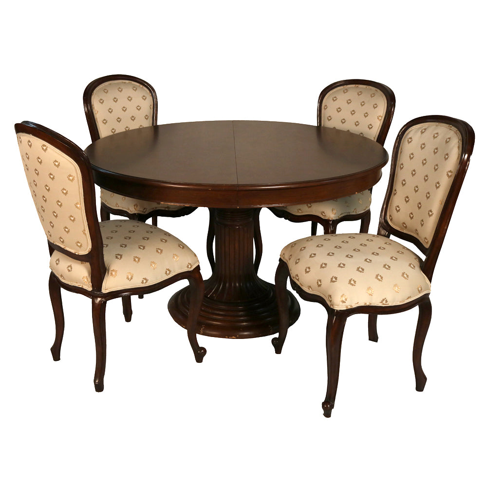 Louis XV 5 Piece Wood Top and Base Dining Set