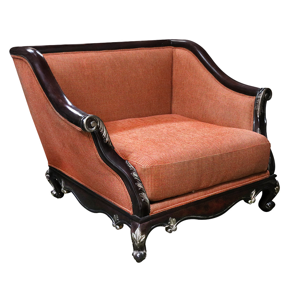 Ornate Hand-Carved Transitional Lounge Chair