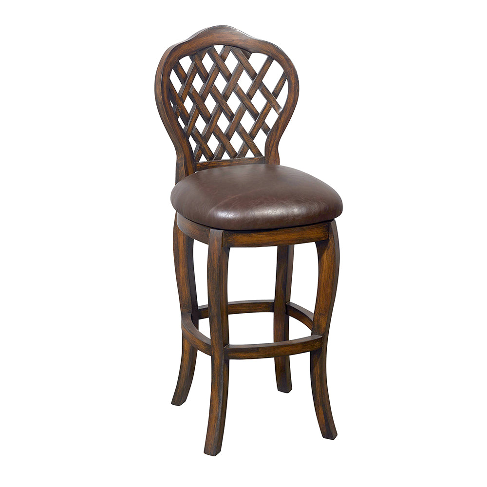 Lattice Cross Swivel Barstool Transitional Furniture