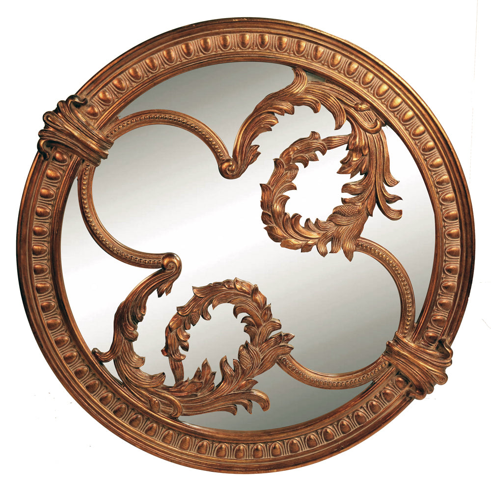 Transitional Round Carved Mirror S1135M