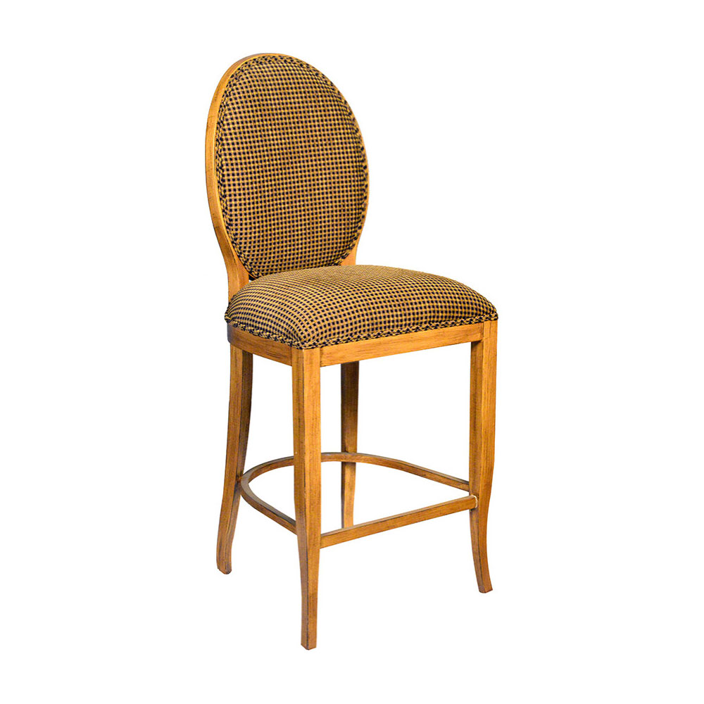 Channeled Upholstered Back Bar Stool