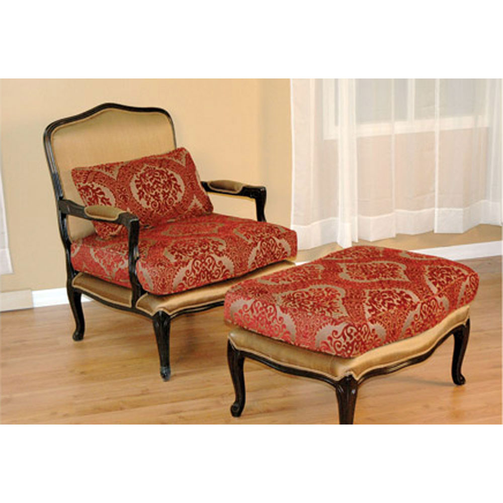 Louis XVI Traditional Lounge Chair and Ottoman