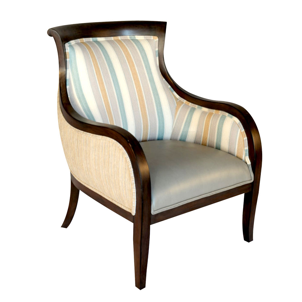 Modern Lounge Chair Furniture Stripe Fabric T24LC