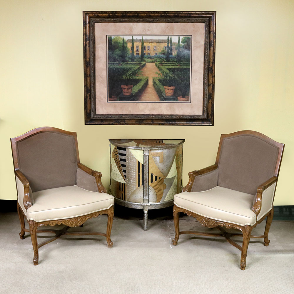 Two Louis XV Lounge Chair with Bombay Furniture