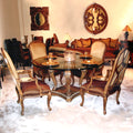 5 Piece Wood Back Transitional Set Glass Top