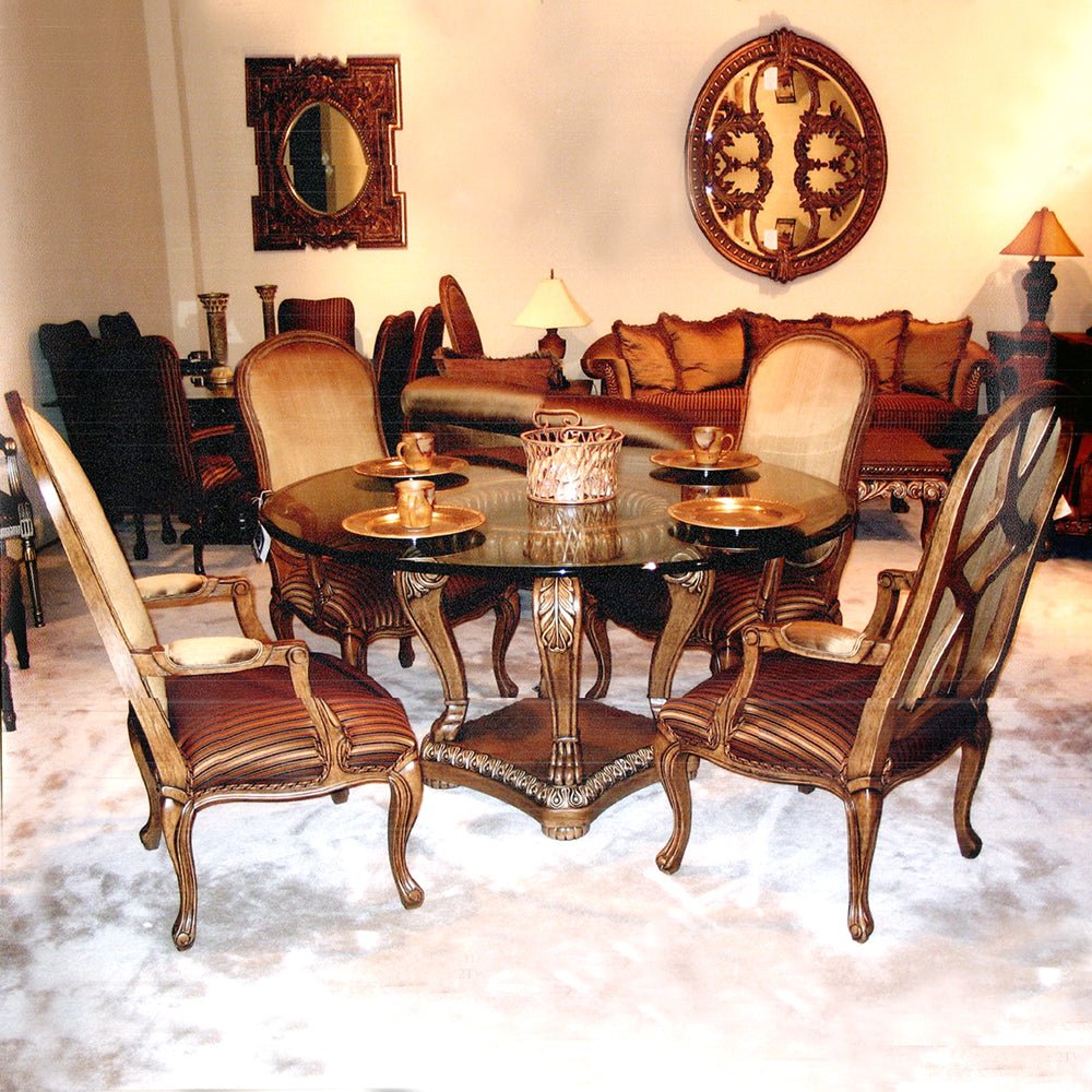 5 Piece Wood Back Transitional Set Glass Top_S831SET-3