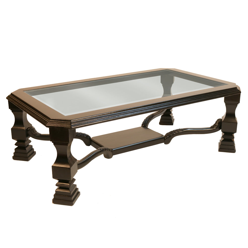 Clean Transitional Glass Top Coffee Table