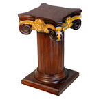 Greek Column Glass Top Round Table