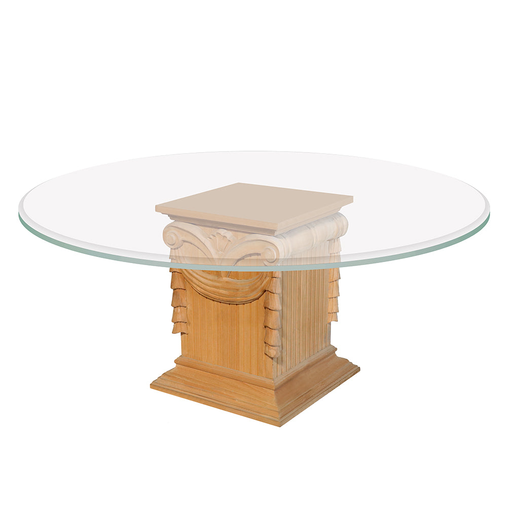 Greek Column Glass Top Round Table