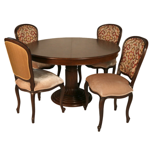 Louis XV 5 Piece Wood Top and Base Dining Set