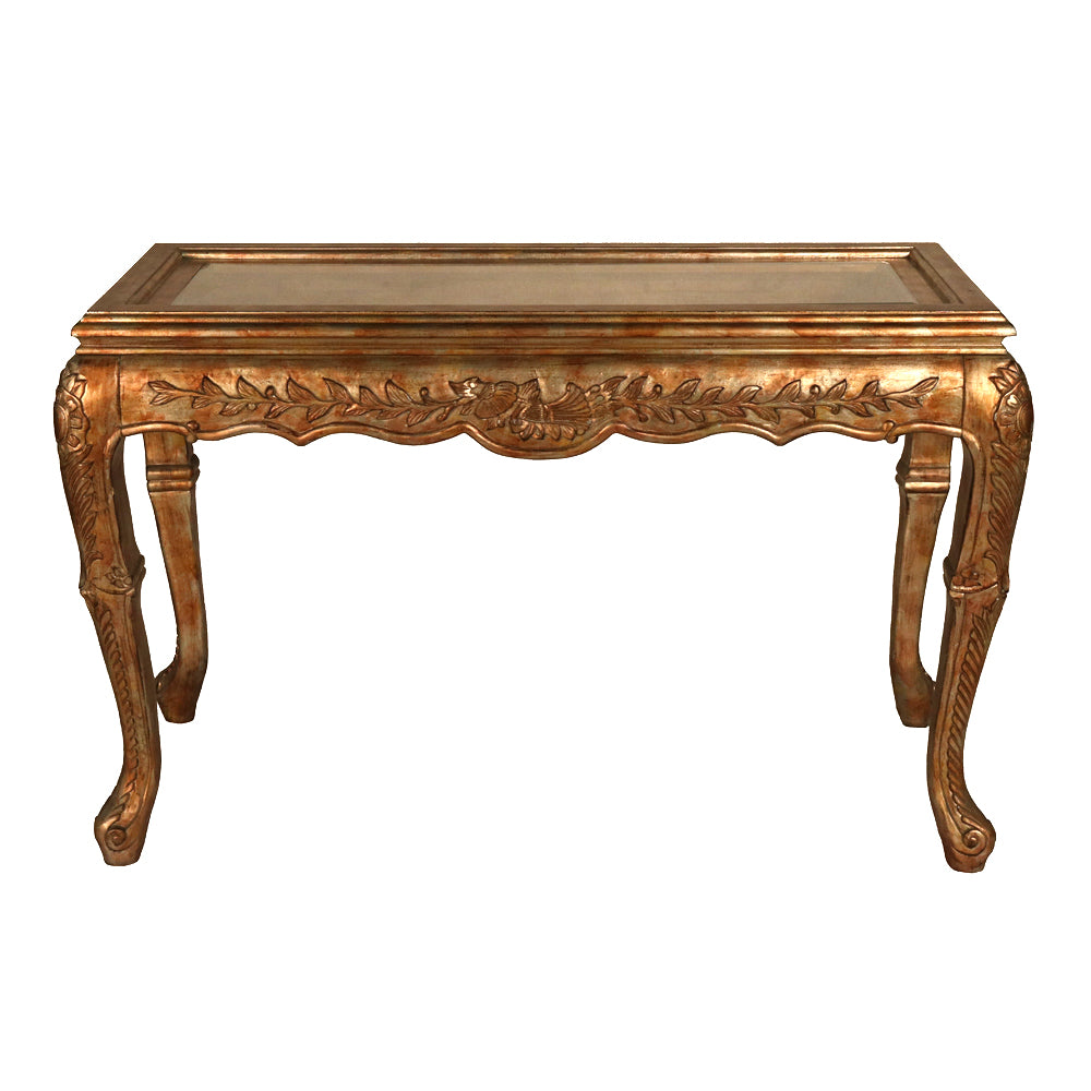 Louis XVI Glass Top Console Table Vintage