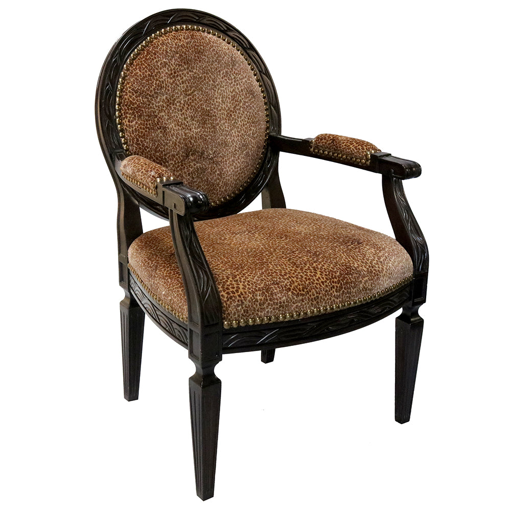 Louis XVII Oval Back Accent Arm Chair