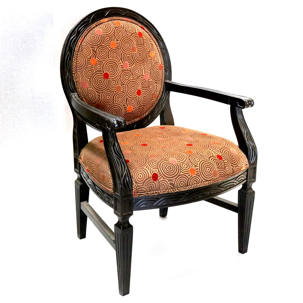 Louis XVII Oval Back Accent Arm Chair