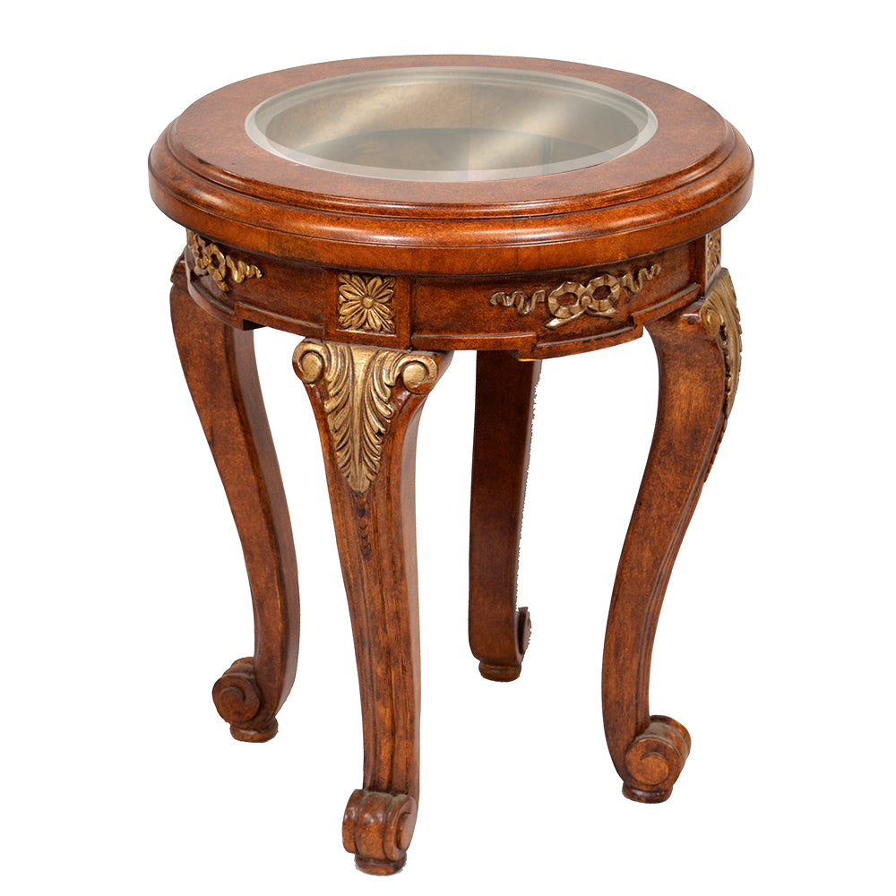 Magan Traditional Glass Top Accent Table