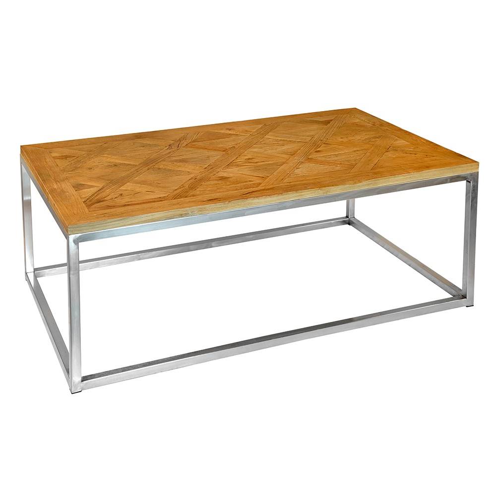 Zoro Metal Coffee Table, Elm Wood