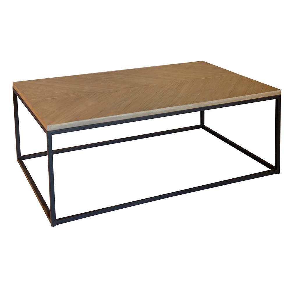Zoro Metal Coffee Table, Elm Wood