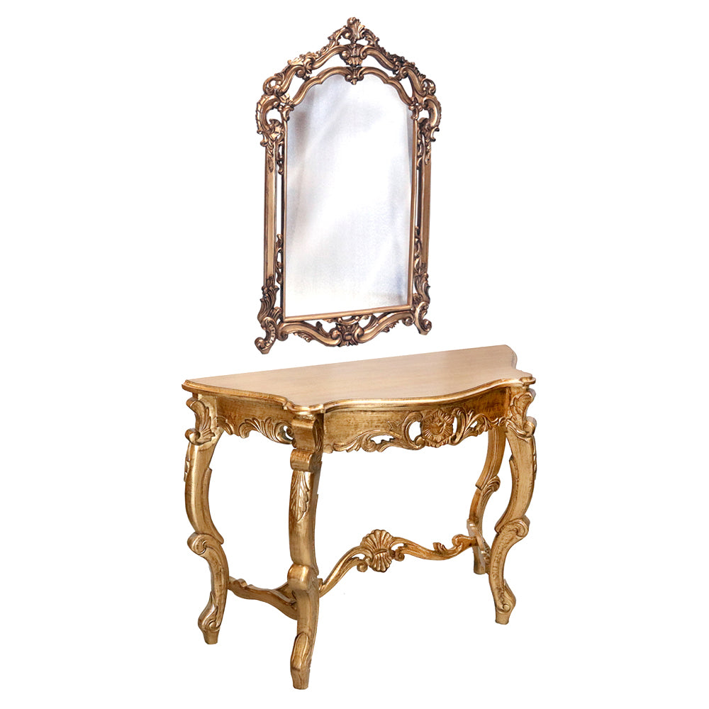 Traditional Louis XV Wall Console and Mirror Set