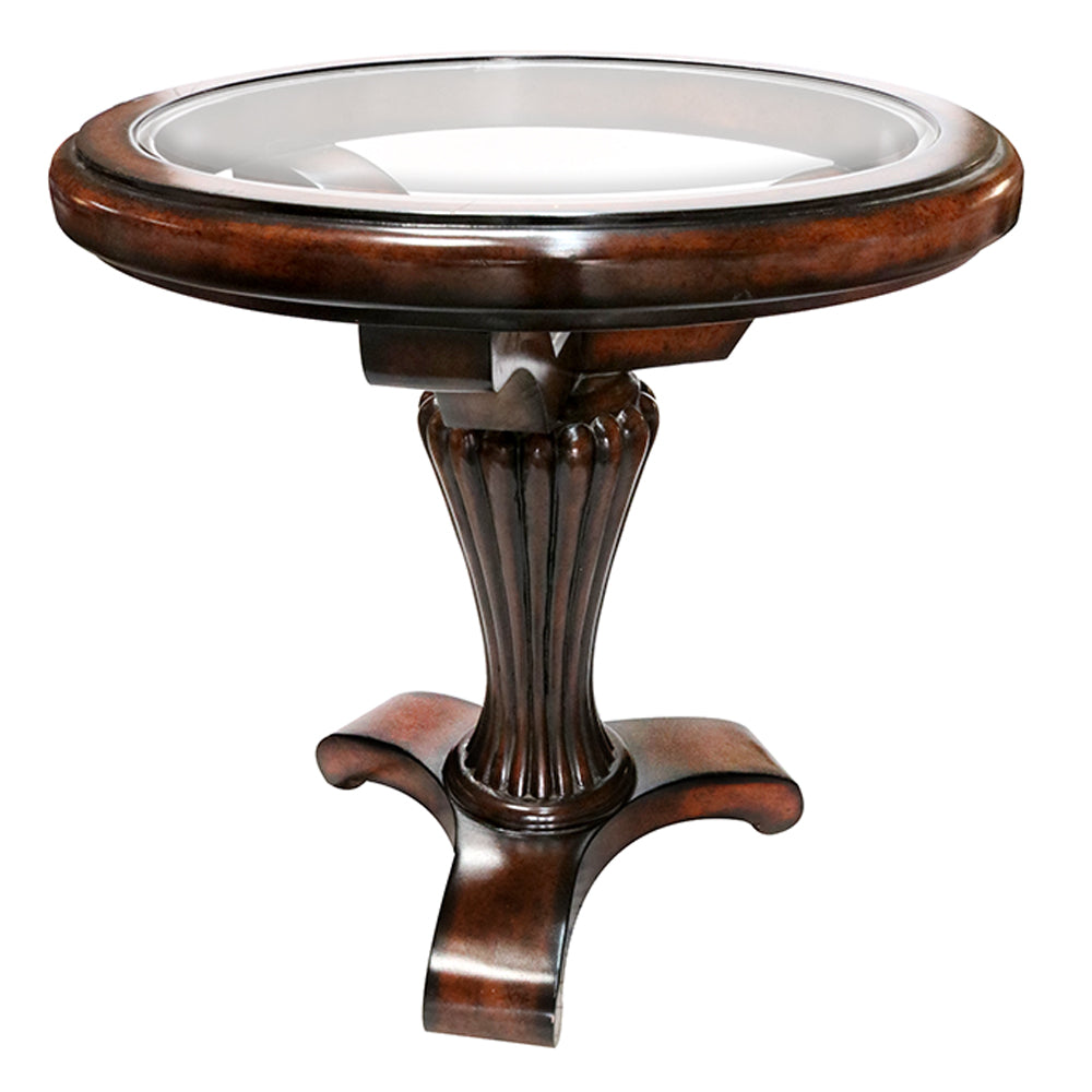 Trillium Glass-Top Transitional Accent Table
