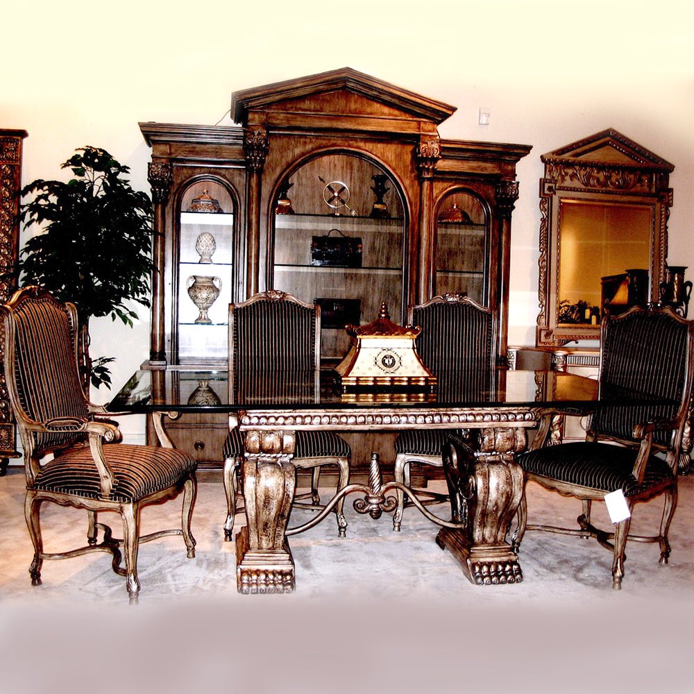 Bellagio 7 Piece Dining Chairs with Glass Top Table_S861SET