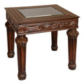 Carved Victorian Accent Table with Beveled Glass S1004ET-1