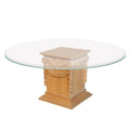 Greek Column Glass Top Round Table_S075T-1