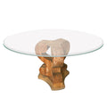 Greek Column Glass Top Round Table — 2