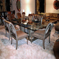 Italian Louis XVI Dining Chairs with Glass Top Table_S927SET