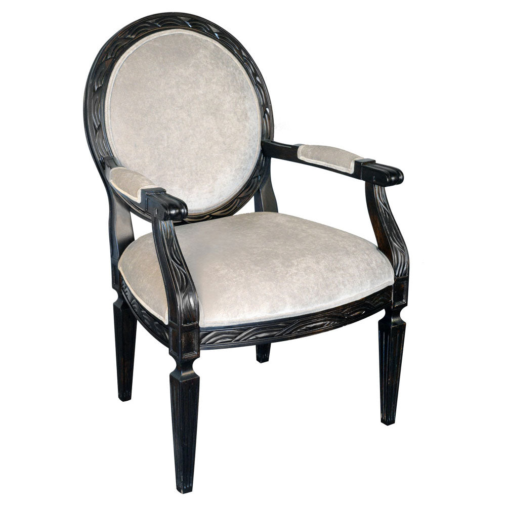 Louis XVII Oval Back Accent Arm Chair