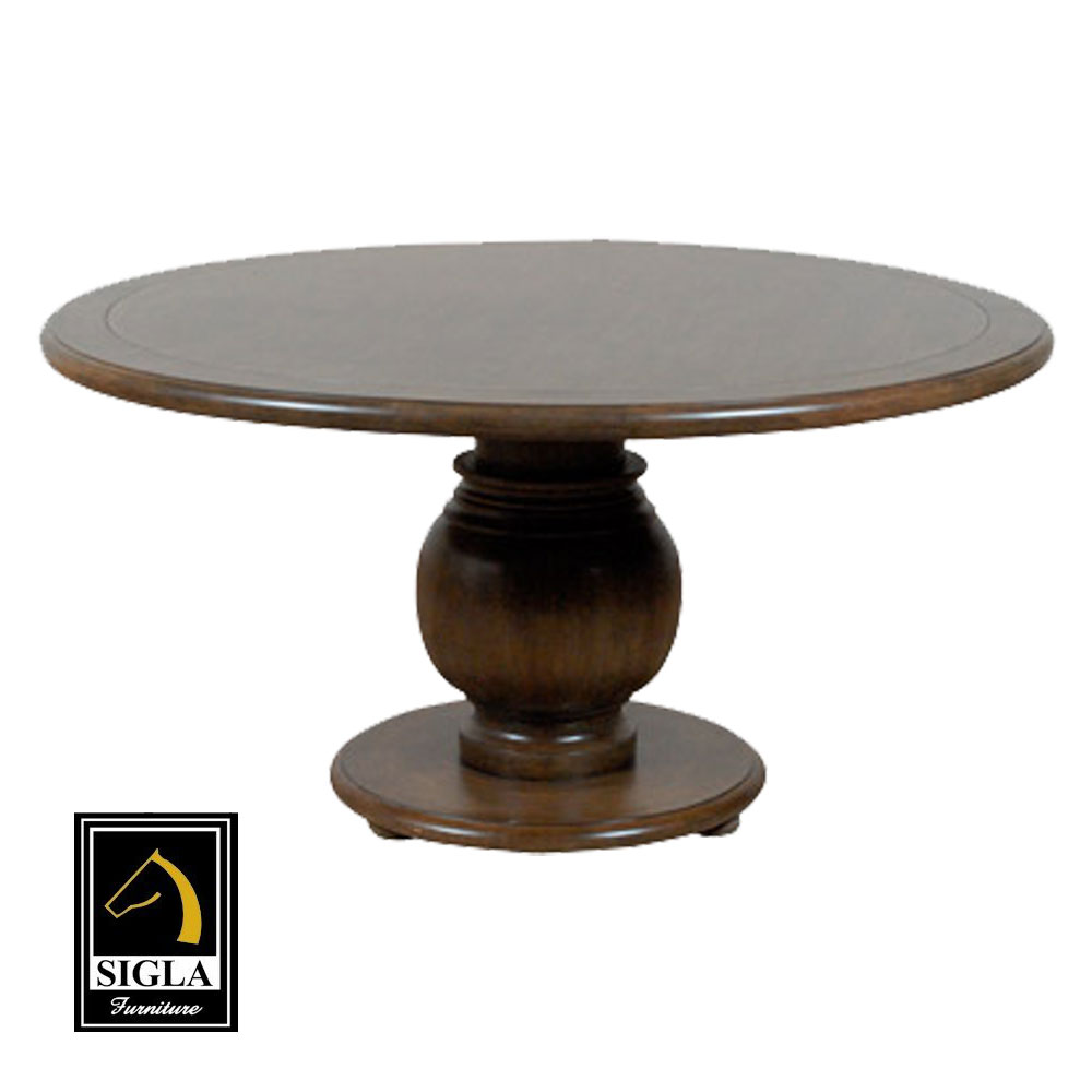 Round Wood Top Traditional Dining Table
