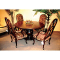 5 Piece Wood Back Transitional Set Glass Top